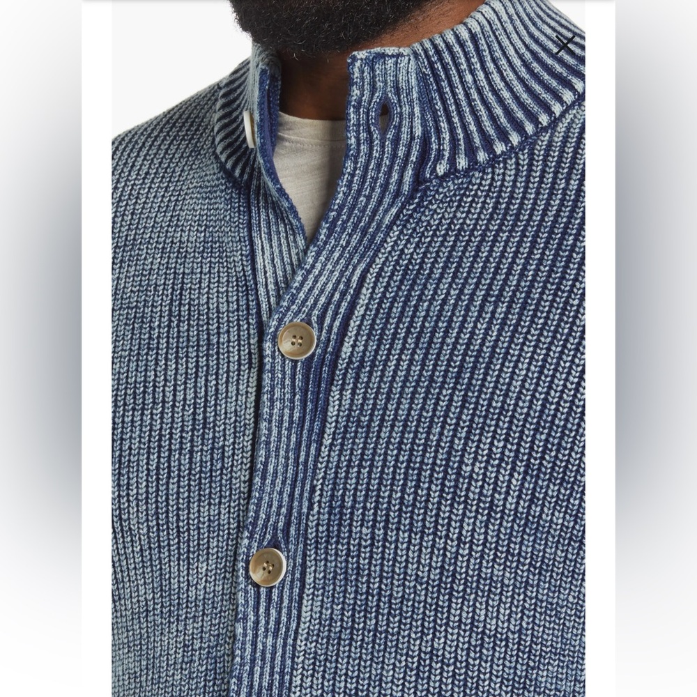 Peter Millar Seaside Indigo Button Up Cotton Cardigan Size L